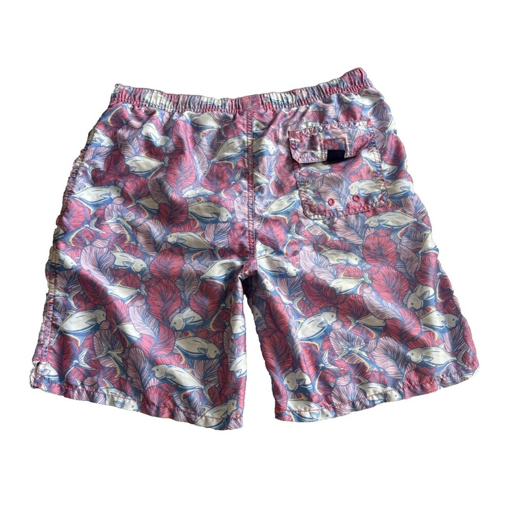 Vineyard Vines Board Shorts Fish Print Men's Large Drawstring Brief Lined Swim
